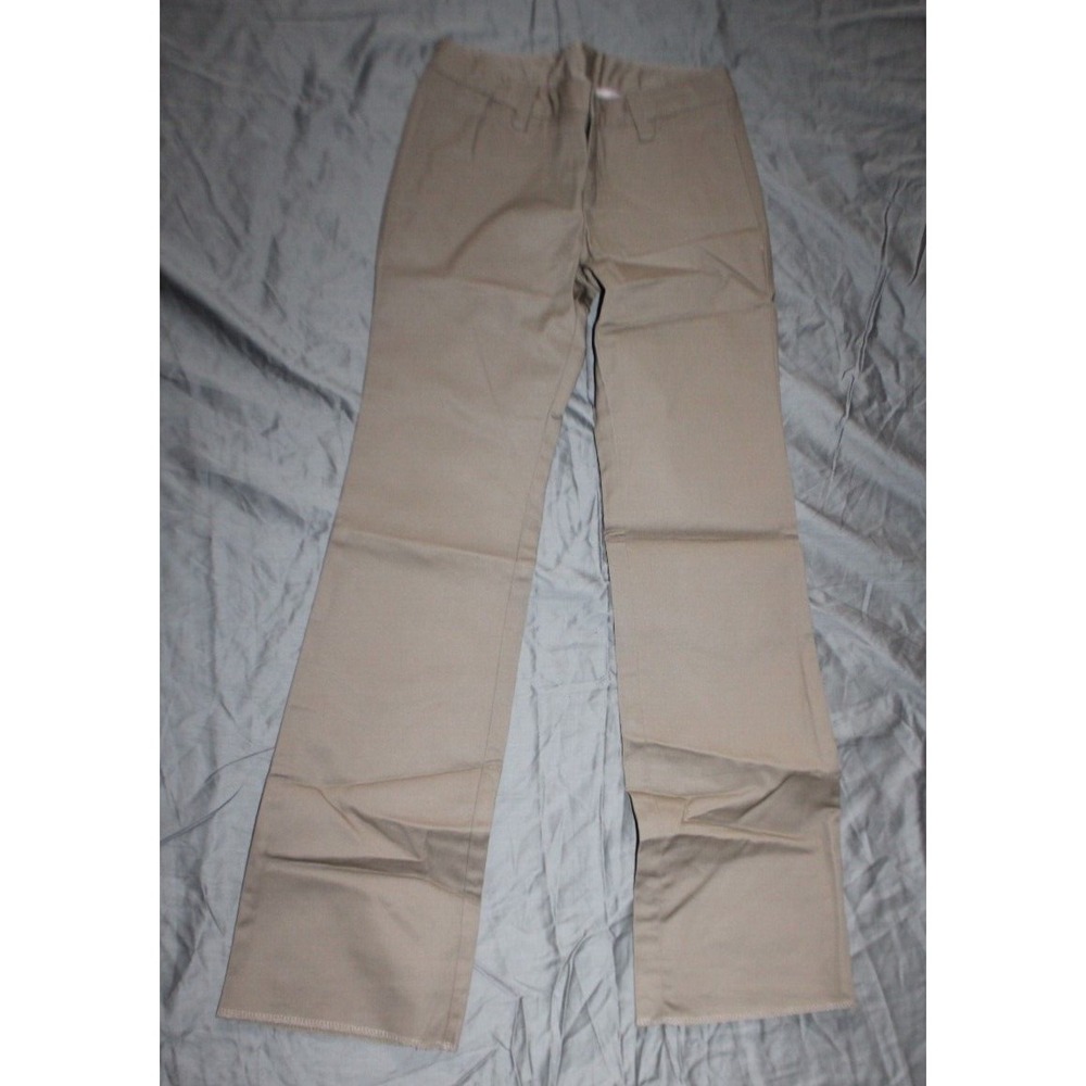 LANDS END Khaki School Uniform Elastic/Adjustable Waist Chino Pants GIrls Sz 8